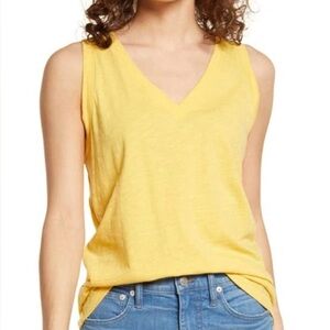 Madewell Whisper 100% Cotton V-Neck Yellow Tank Top size S